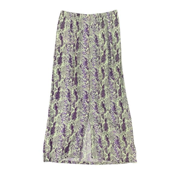 Free People Skirt Women XS Extra Small Animal Print Katie Button Front Slit Maxi - Picture 1 of 16